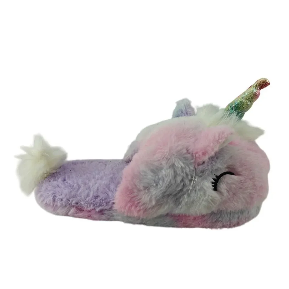 Wonder Nation Little & Big Girl's Unicorn Scuff Slippers Size 4-5